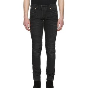 PIERRE Balmain Stretch Denim Biker Jeans